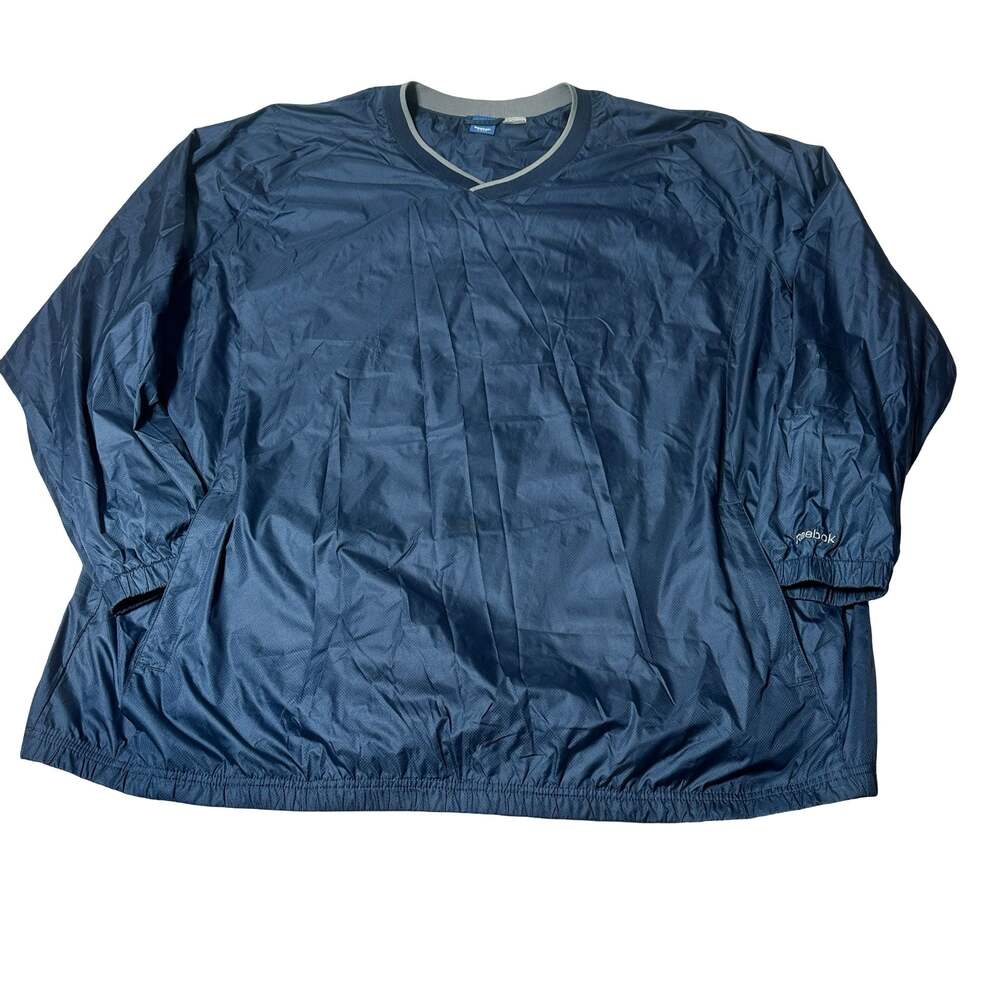 Reebok Golf Lined Wind Pullover Jacket Blue 4XL Lightweight V-Neck